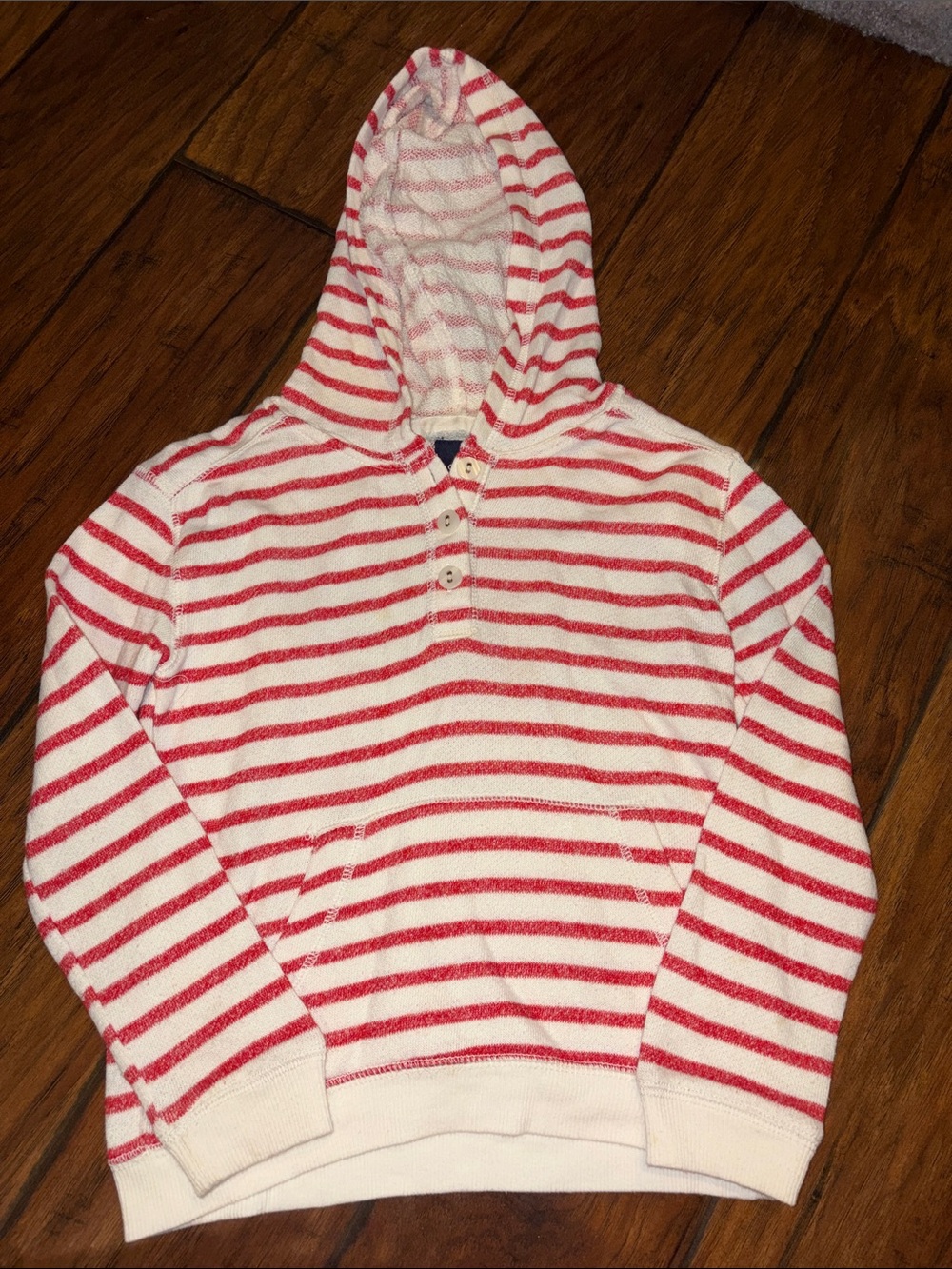 Girls Gap  Cream and Red Striped Hooded Pullover